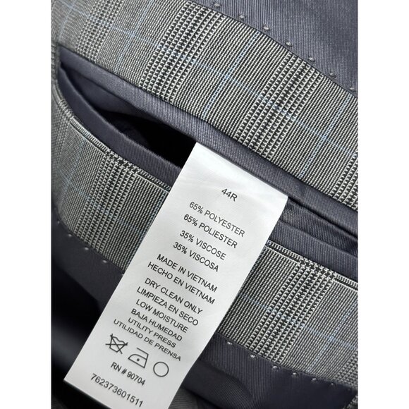 Perry Ellis Portfolio Mens Blazer Jacket Sz 44R Gray Glen Check 2 Btn Sport Coat - Picture 6 of 7